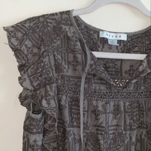 Anthropologie Hiche Papillon Flutter Green Top - Picture 3 of 7